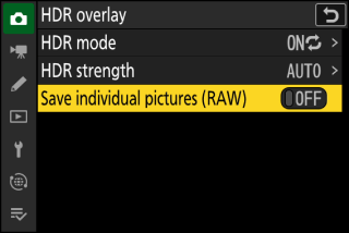 7-lua-chon-phan-save-individual-pictures-raw-va-chon-on chế độ chụp ảnh HDR trên máy ảnh Nikon Z