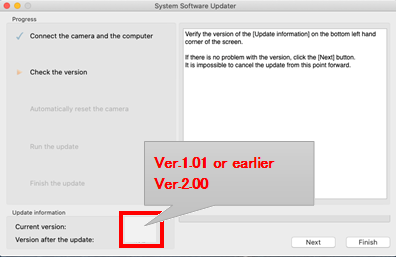 00280268_update Hình ảnh cho biết phiên bản phần mềm hệ thống hiện tại trên Trình cập nhật phần mềm hệ thống