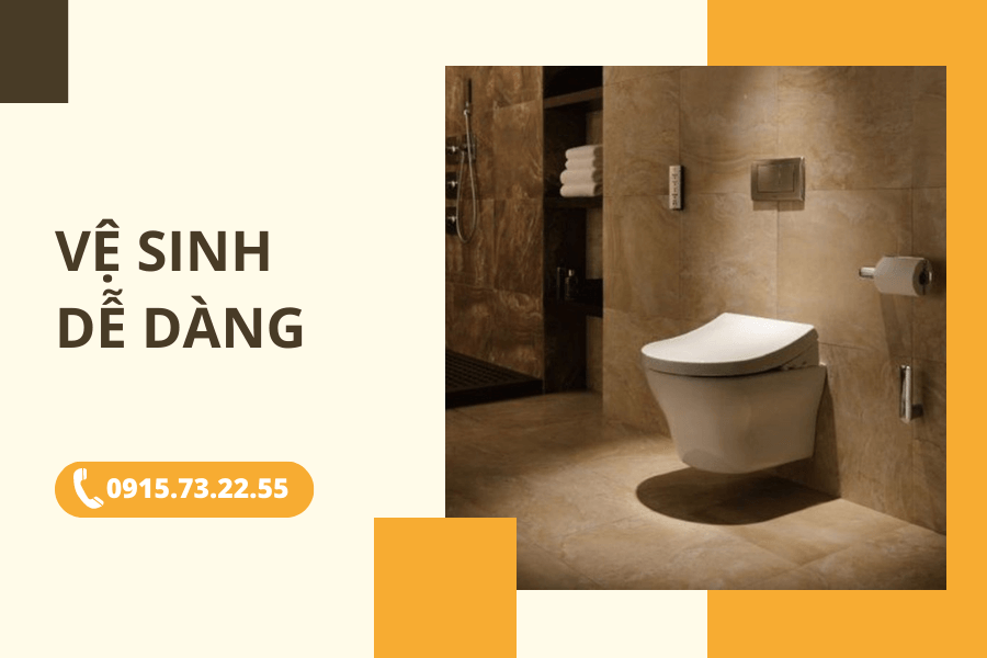 bồn cầu âm tường Dễ vệ sinh