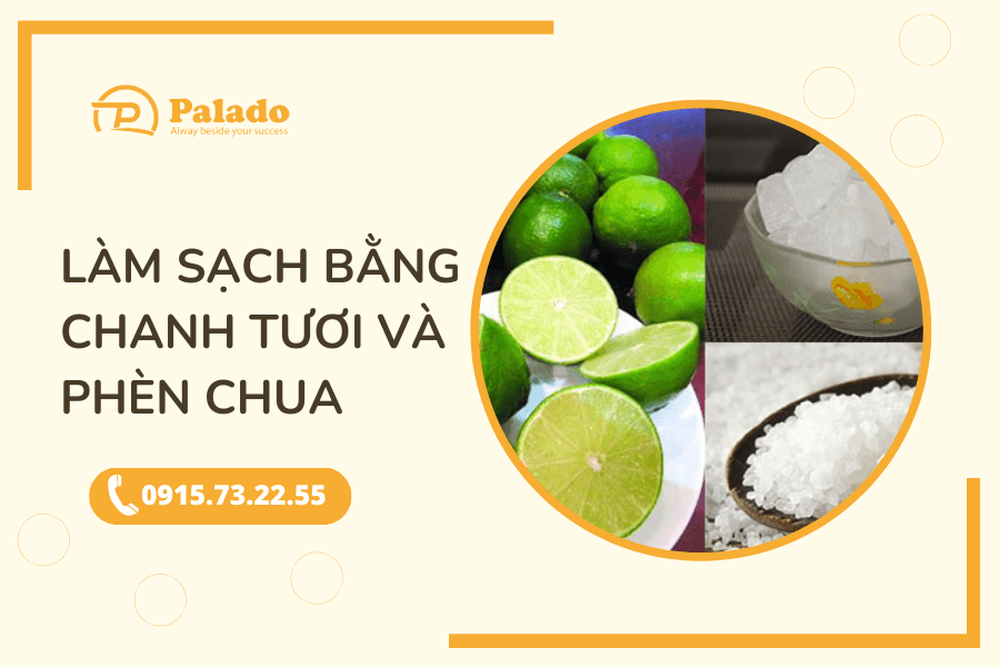 Làm sạch bằng chanh tươi và phèn Vệ sinh bồn tắm