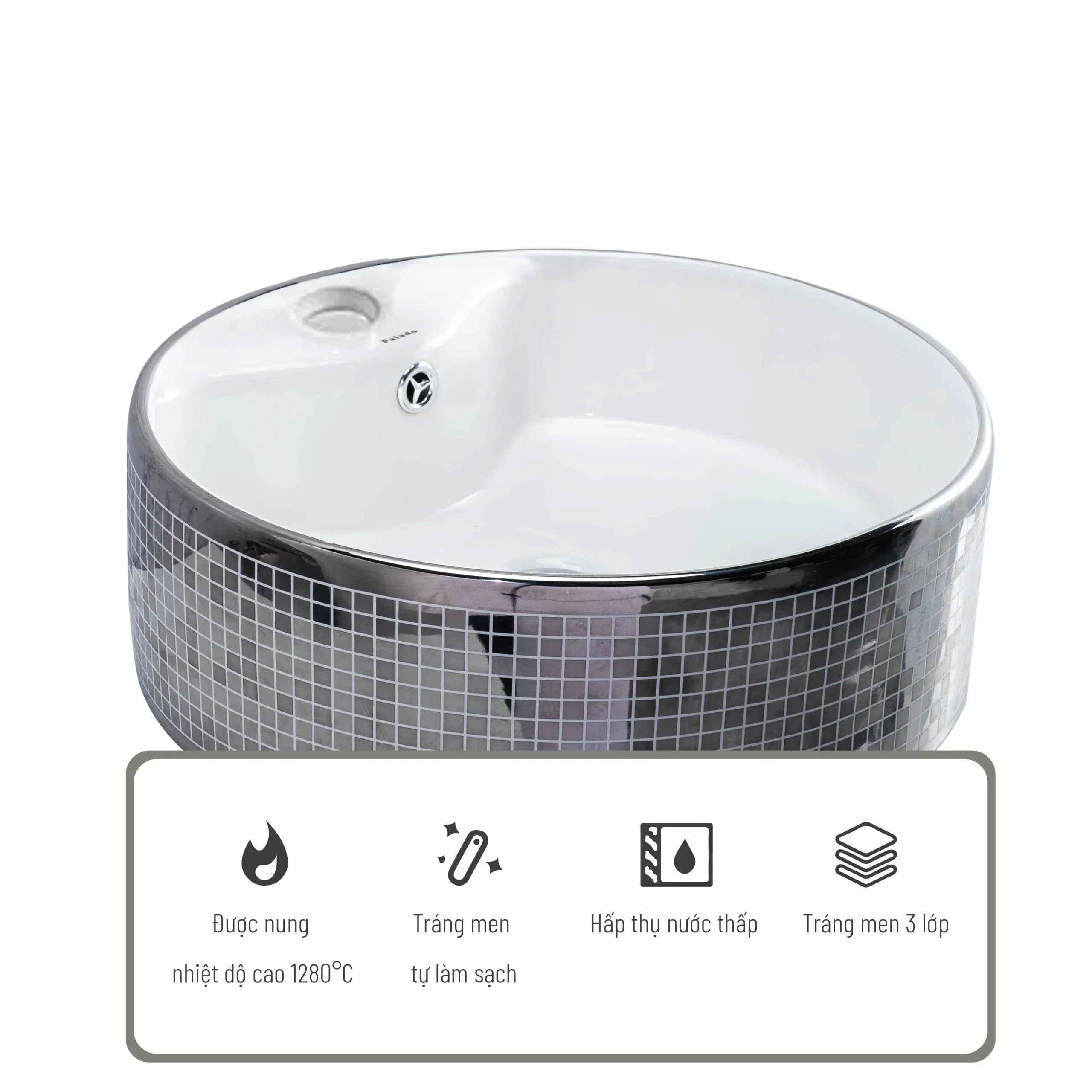 chậu lavabo 24 28 Chất liệu sứ cao cấp kết hợp công nghệ phủ men nano
