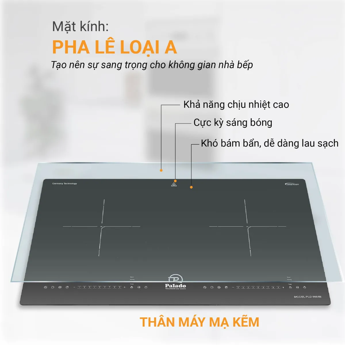 Bếp từ 2 vùng nấu Palado PLD6688E Chất liệu của bếp từ đôi PALADO PLD6688E