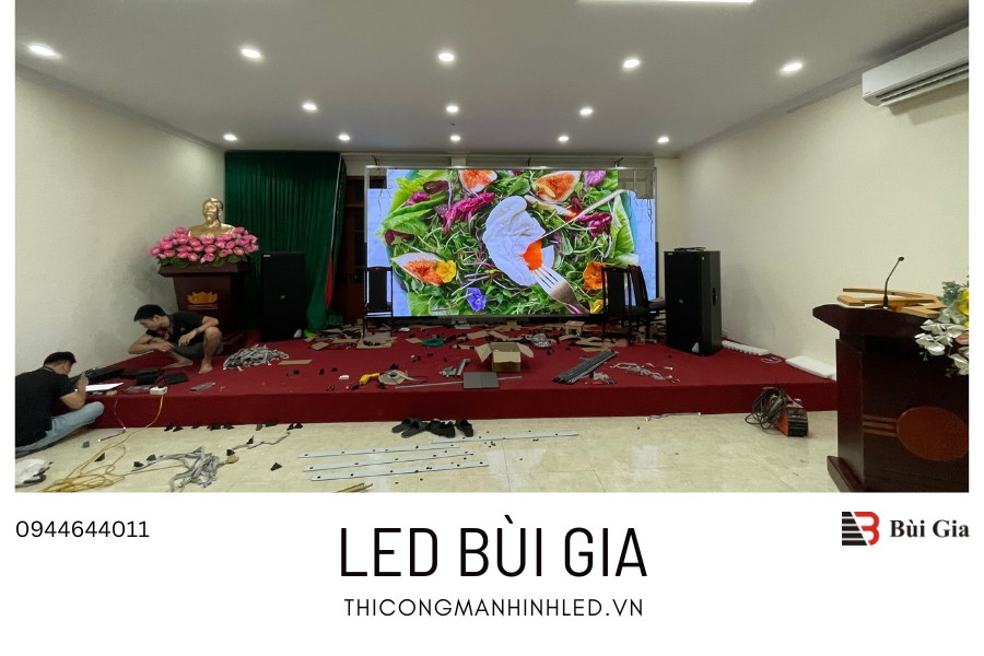 [Dự án đã triển khai] LED Bùi Gia thi công Công trình màn hình LED P5 Kích thước 3,2m x 5,8m tại hội trường Binh Chủng Hóa Học Số 1 Phan Văn Trưởng Hà Nội