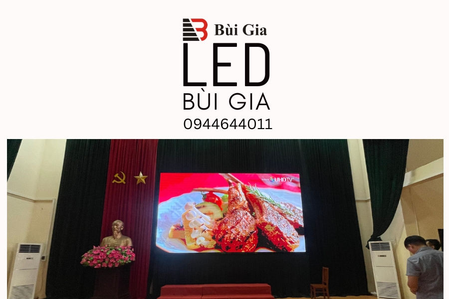 [Dự án đã triển khai] LED Bùi Gia thi công Công trình màn hình LED P5 Kích thước 3,2m x 5,8m tại hội trường Binh Chủng Hóa Học Số 1 Phan Văn Trưởng Hà Nội