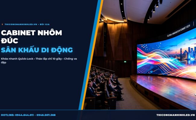 Màn Hình LED Sân Khấu Sự Kiện Di Động: Cabinet Nhôm Đúc Khóa Nhanh 500x500mm chính hãng LED Bùi Gia