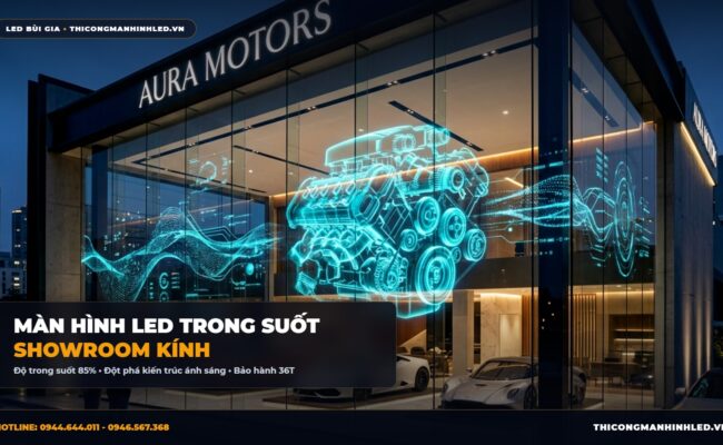 Màn Hình LED Trong Suốt (Transparent LED) Cho Showroom Kính & Tòa Nhà Hiện Đại chính hãng LED Bùi Gia