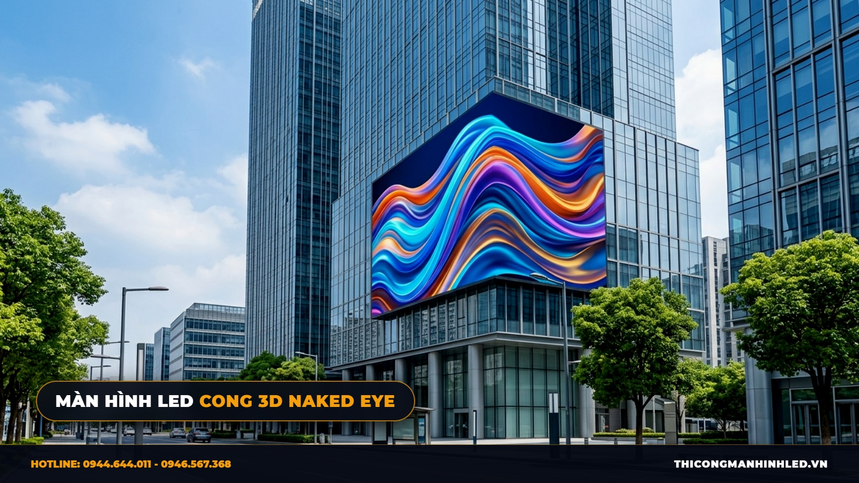 Màn Hình LED Cong 3D Naked Eye: Đỉnh Cao Hiệu Ứng Góc Tòa Nhà Không Cần Kính chính hãng LED Bùi Gia