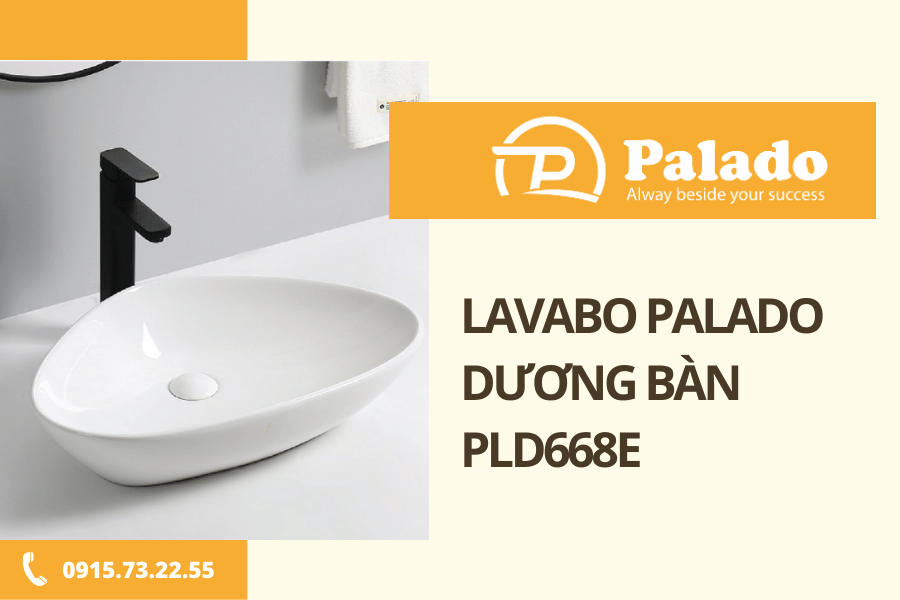 Bộ chậu rửa lavabo dương bàn Palado PLD668E, chất liệu sứ phủ men nano cao cấp