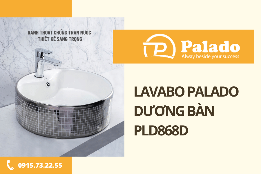 Bộ chậu rửa lavabo dương bàn Palado PLD868D, chất liệu sứ phủ men nano cao cấp