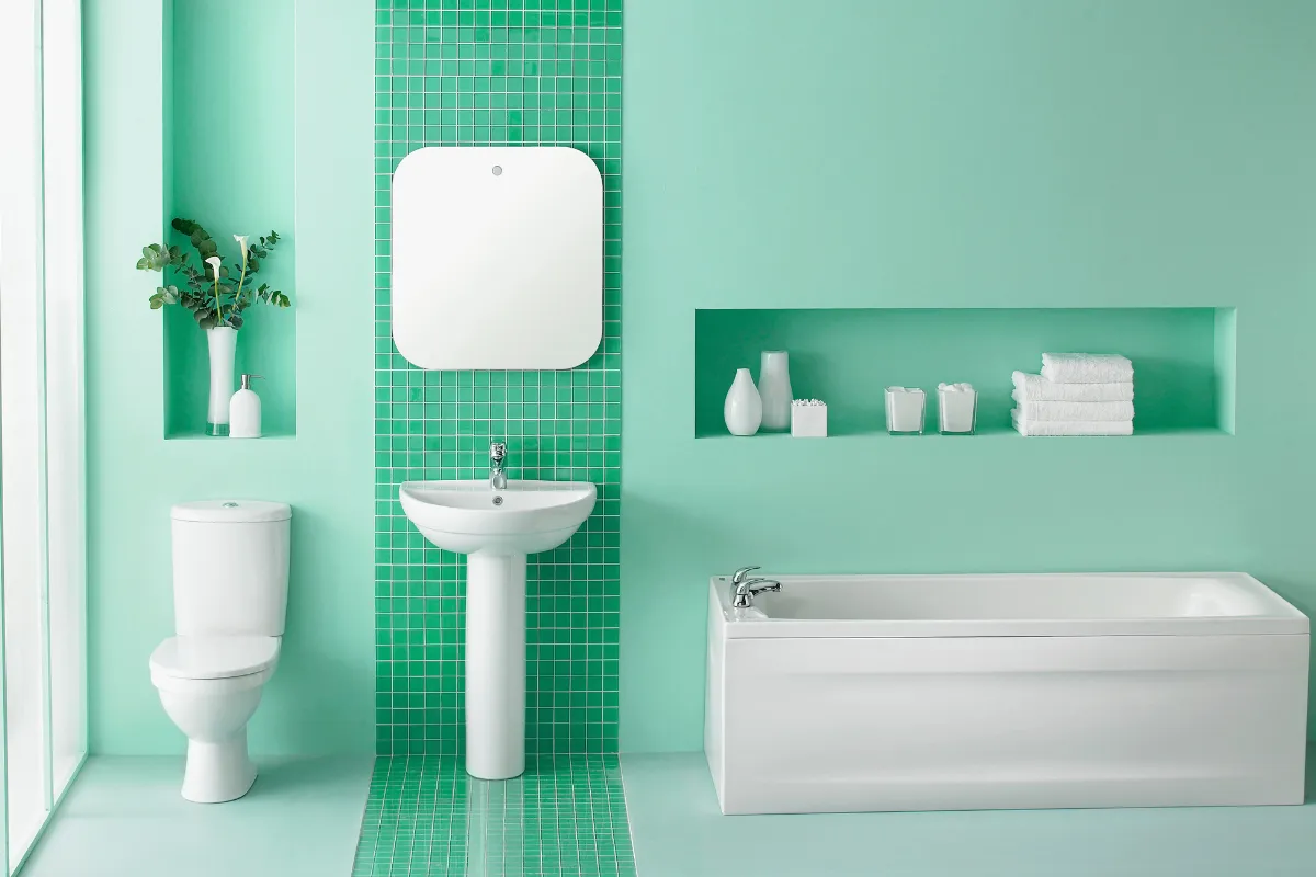 Phòng tắm màu xanh lá cây