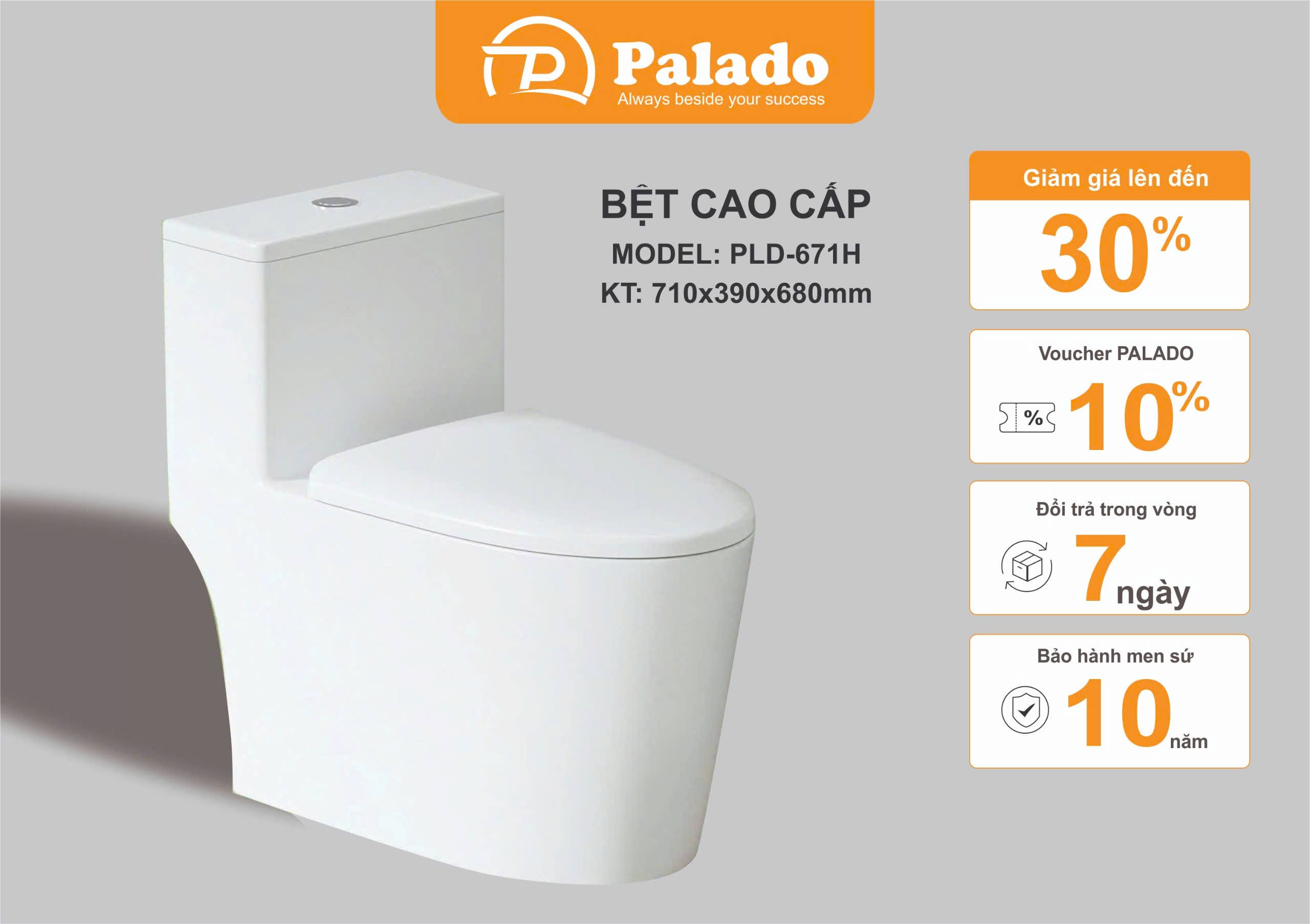 Palado.vn Bệt 671H Trắng Ảnh gốc