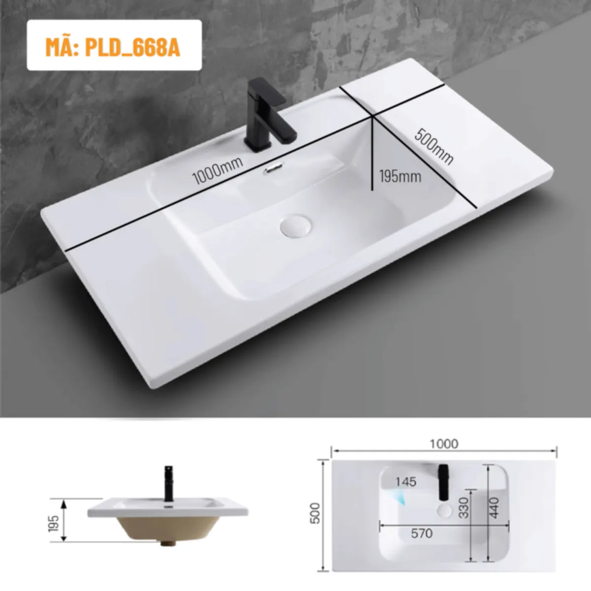 Thông số kỹ thuật cơ bản về bộ chậu rửa lavabo âm bàn Palado PLD668A