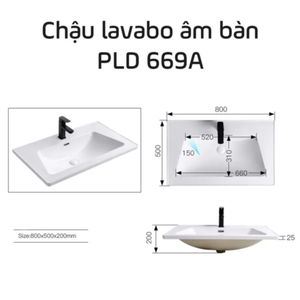 Chậu rửa lavabo âm bàn Palado PLD669A 800 x 500 x 200 mm (6)