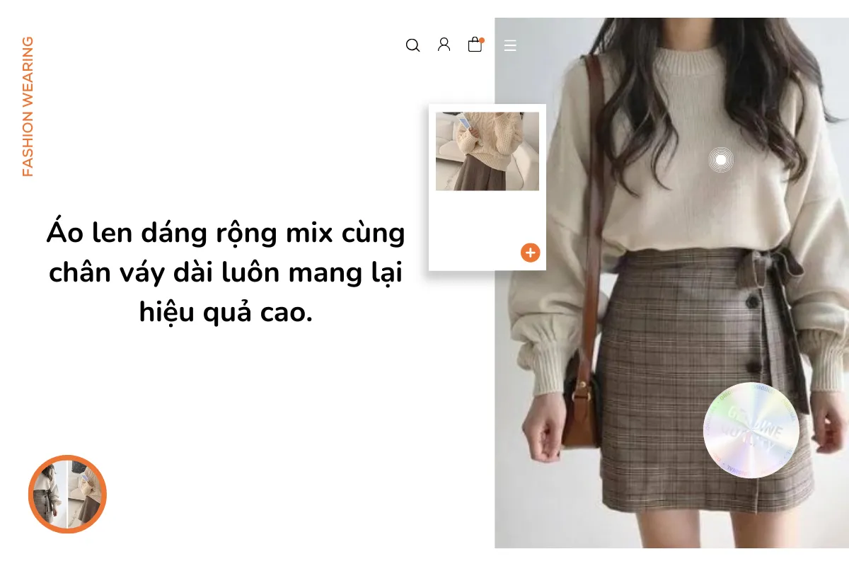 Áo len dáng rộng mix cùng chân váy dài luôn mang lại hiệu quả cao.