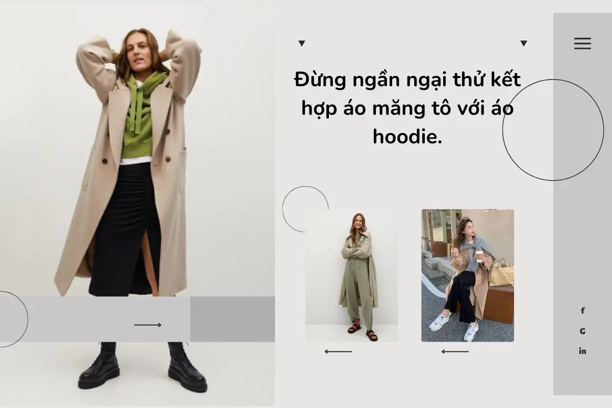 Đừng ngần ngại thử kết hợp áo măng tô với áo hoodie.