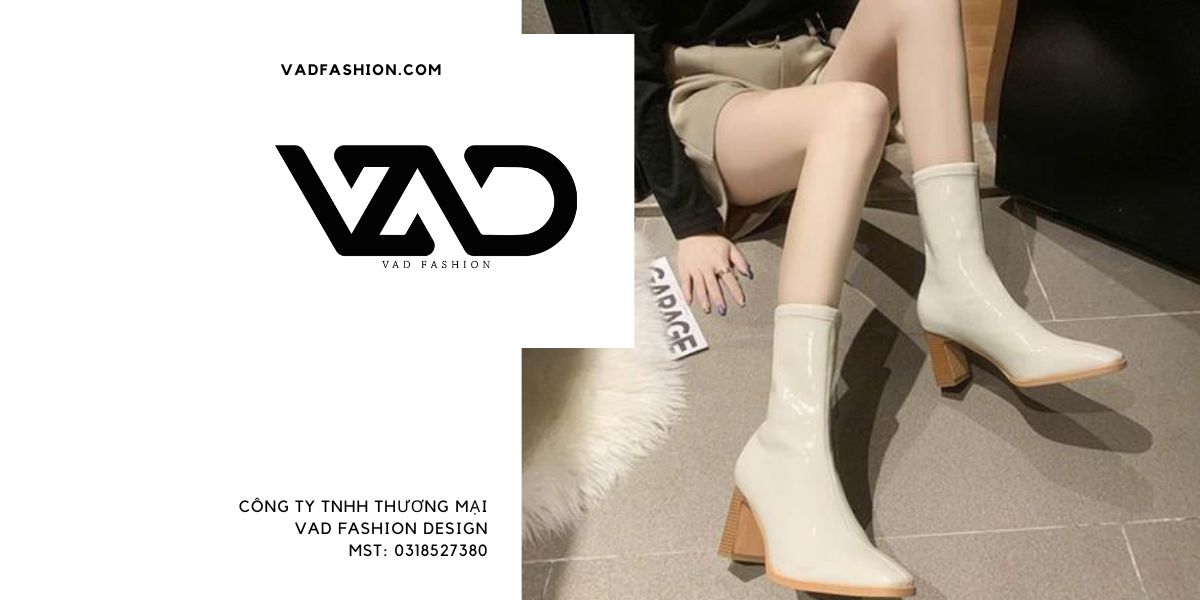 Boot nữ 7 phân trắng pastel