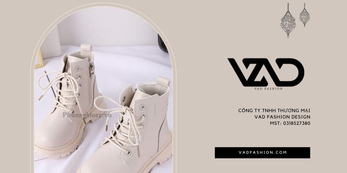 Boot nữ buộc dây trắng pastel