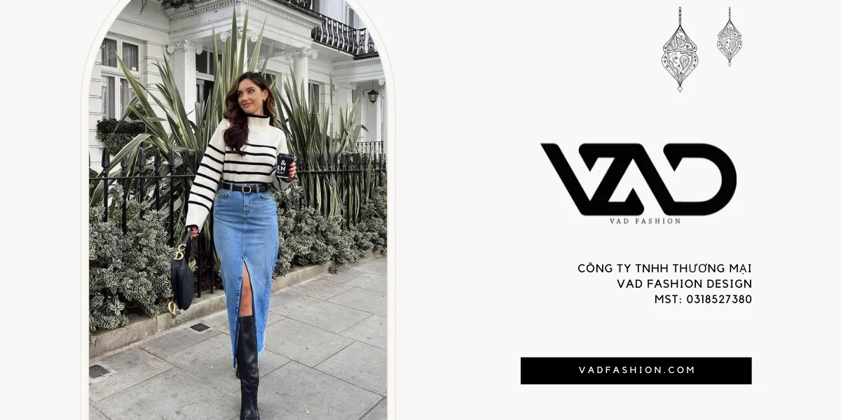 Giữ ấm cùng chân váy denim và áo len