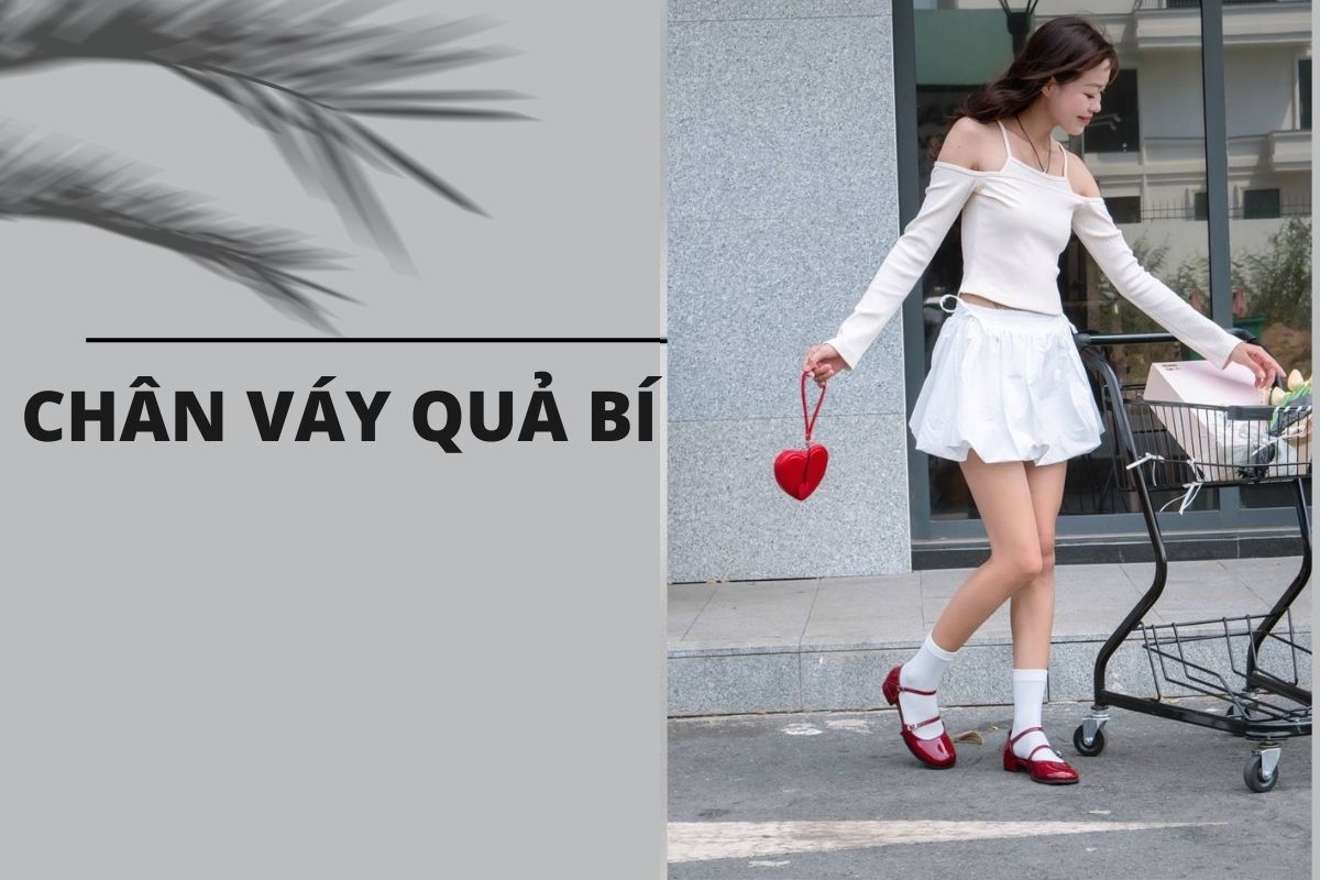 chân váy quả bí kết hợp với áo cùng màu