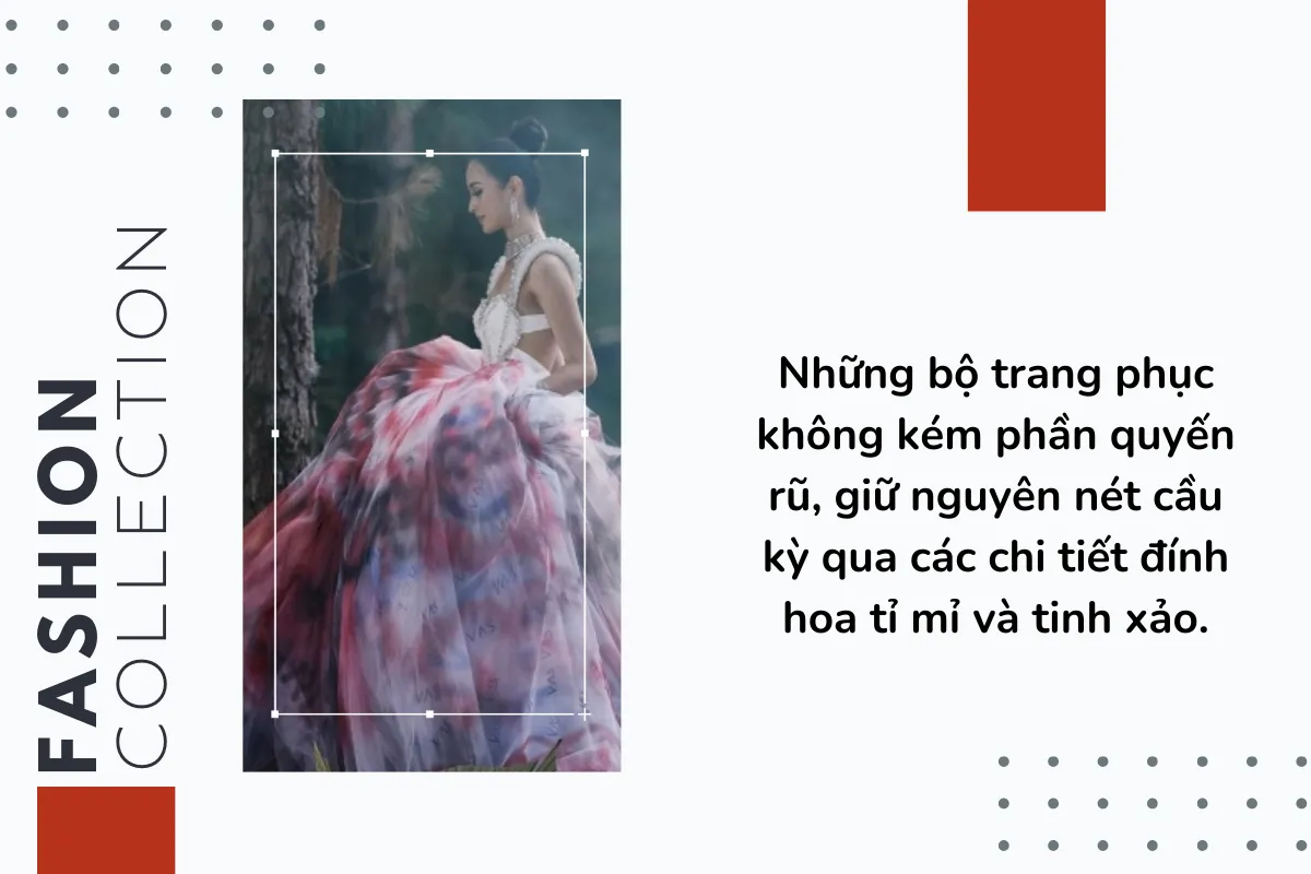 Những bộ trang phục của Vananhscarlet design không kém phần quyến rũ, giữ nguyên nét cầu kỳ qua các chi tiết.