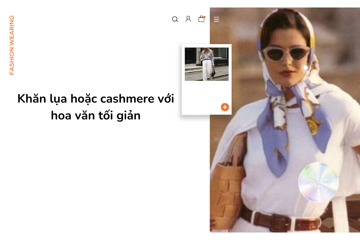 Khăn lụa hoặc cashmere với hoa văn tối giản