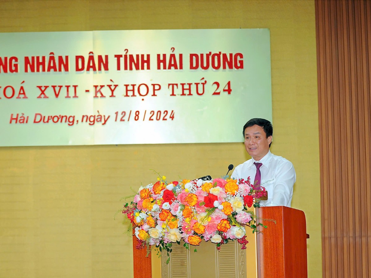 Ông Triệu Thế Hùng, nguyên Chủ tịch UBND tỉnh Hải Dương phát biểu tại kỳ họp. Ảnh_ Thành Chung