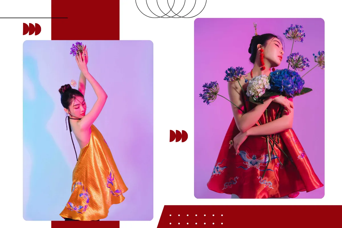 Sự nổi bật cho BST “Son” là phần cổ yếm khoe xương quai xanh, cùng với tấm lưng trần quyến rũ và vòng eo “thắt đáy lưng ong”