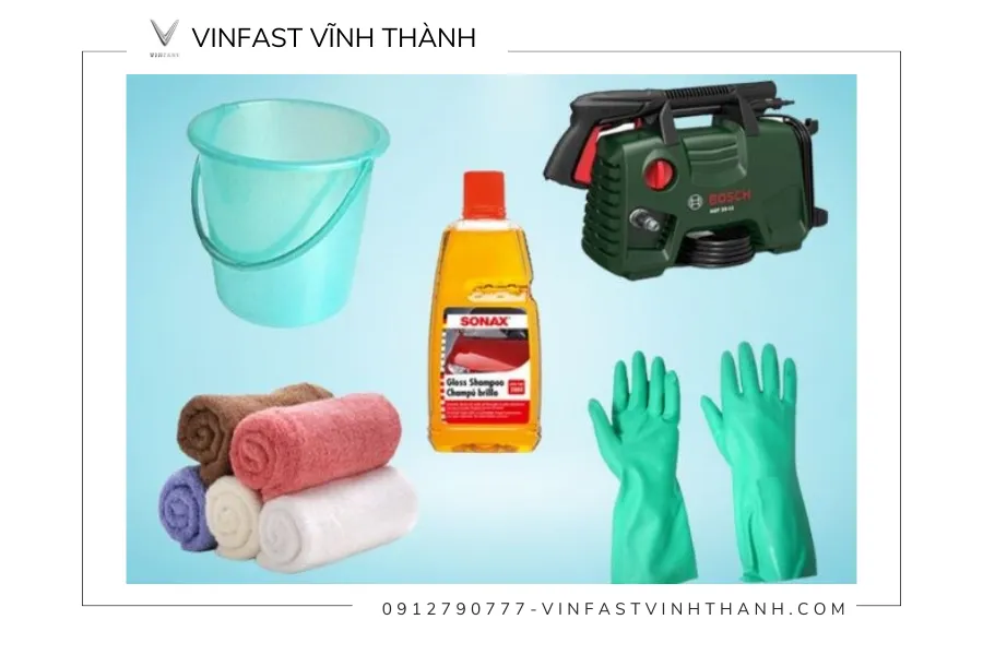 Các dụng cụ cần chuẩn bị để rửa xe máy điện