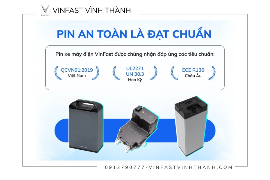 Pin xe máy điện Vinfast đạt những tiêu chuẩn gì?