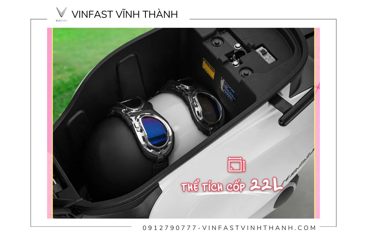 Cốp xe VinFast Motio rộng 22 lít – tiện dụng tối đa