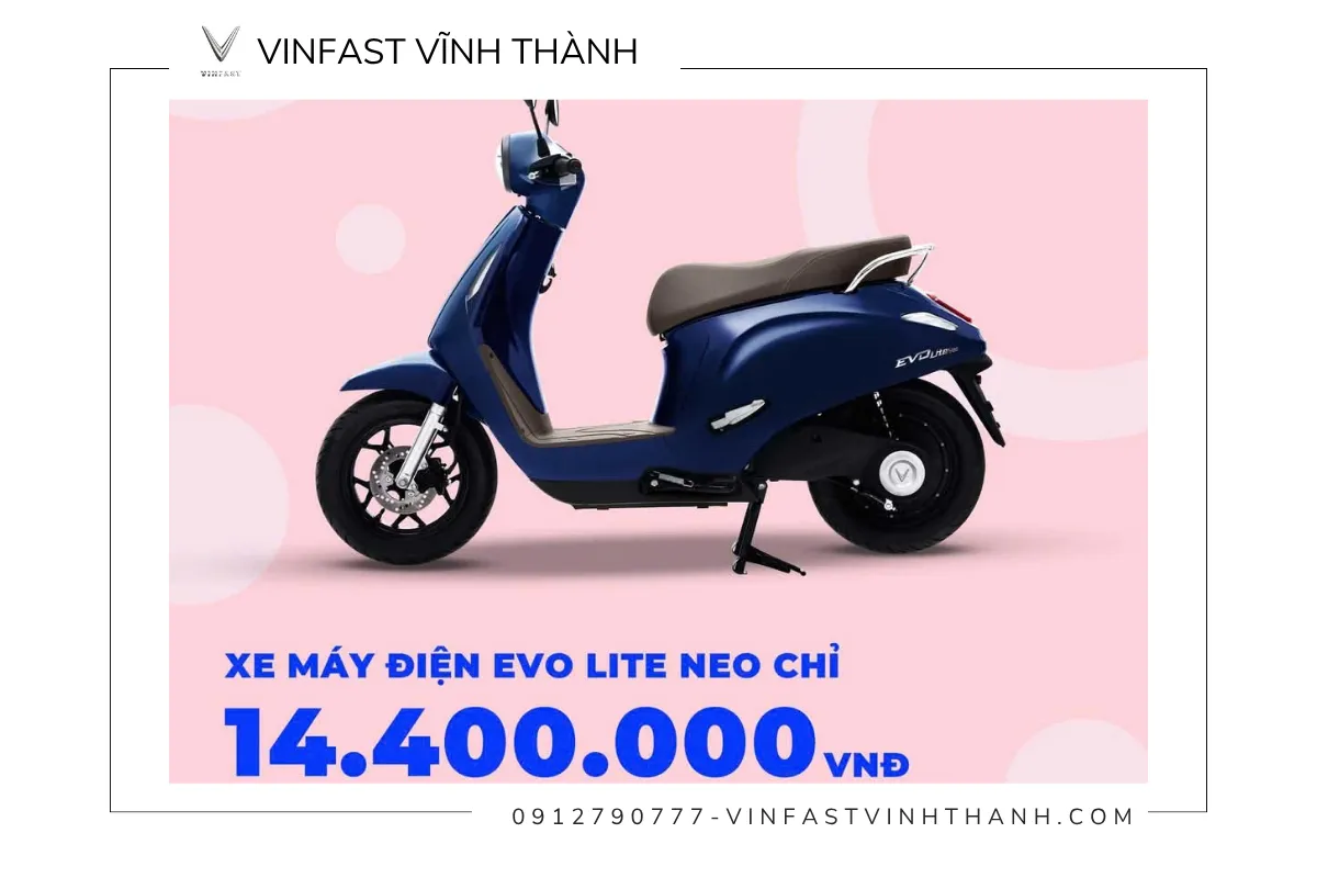 VinFast Evo Lite NEO với mức giá chỉ từ 14,4 triệu đồng (đã bao gồm pin và thuế VAT)