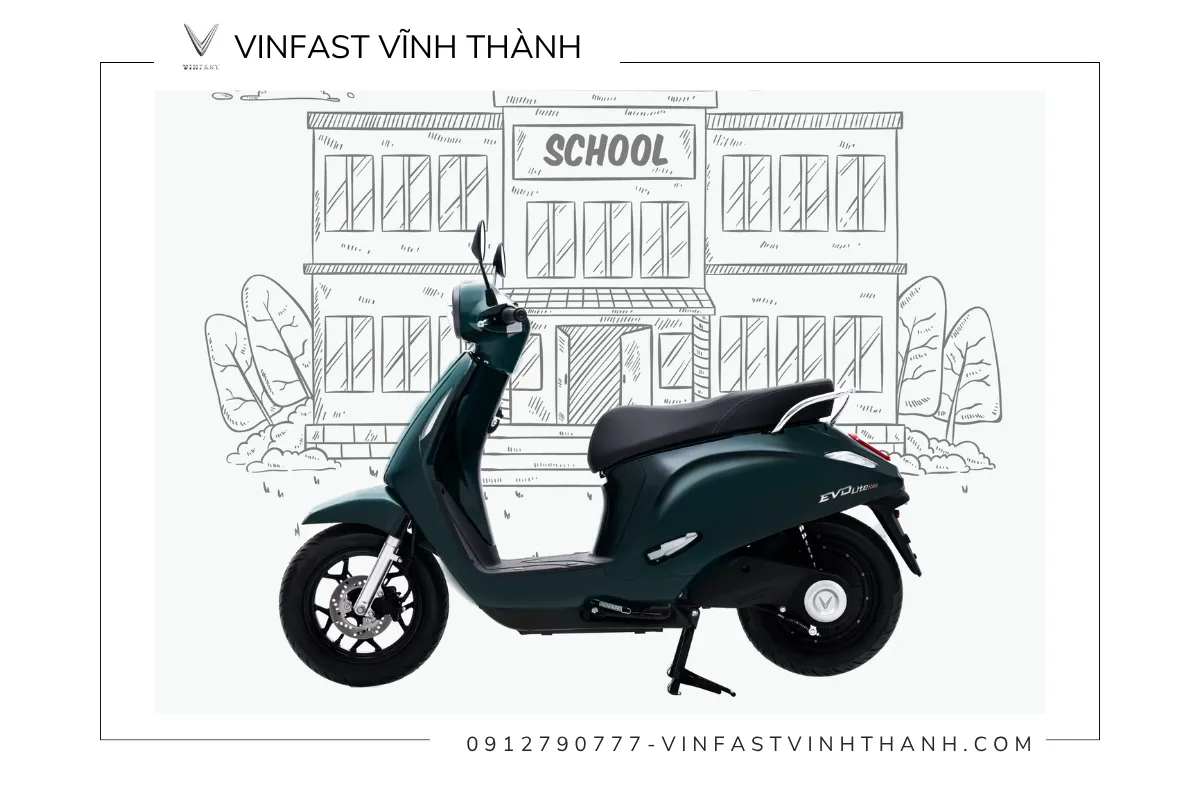 Xe máy điện VinFast Evo Lite Neo dành cho học sinh có quãng đường tối đa là 78 km cho mỗi lần sạc