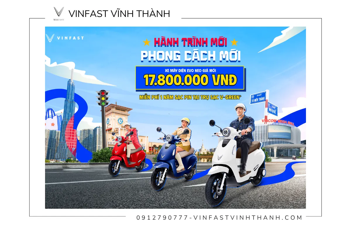 Ưu đãi sạc miễn phí 1 năm tại trụ sạc V-Green khi mua VinFast Evo Neo