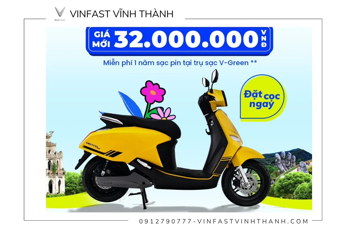 Vento NEO có giá chỉ còn 32.000.000 VNĐ (đã bao gồm VAT, 01 pin và bộ sạc)