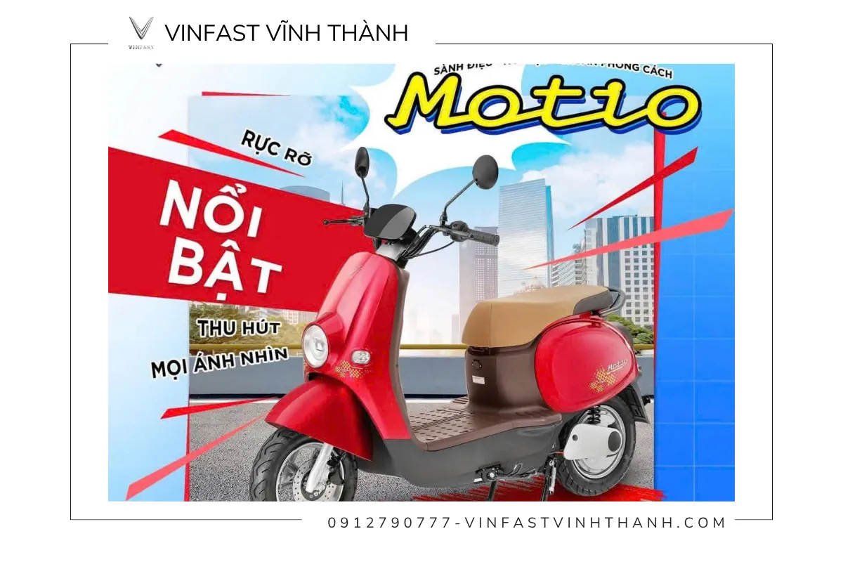 VinFast Motio được trang bị hệ thống phanh đĩa trước kết hợp phanh tang trống phía sau an toàn
