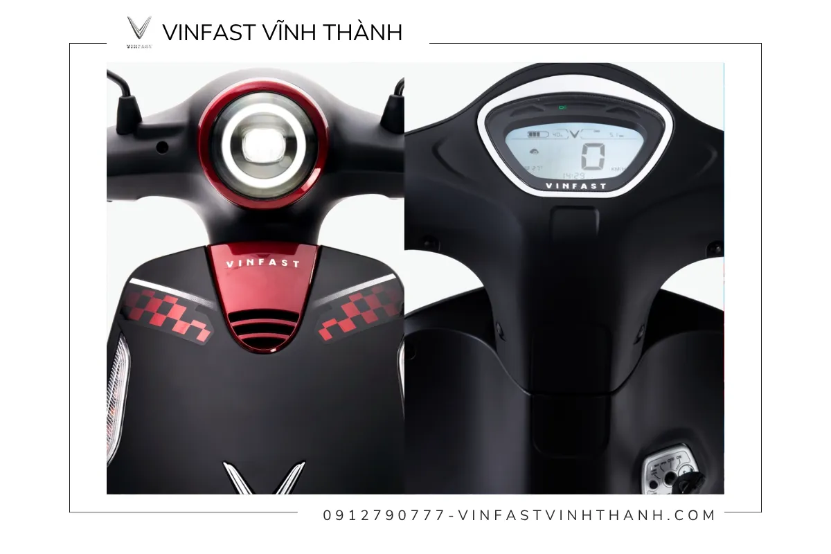 VinFast EVO Neo được trang bị hệ thống đèn chiếu LED toàn bộ cùng màn hình đồng hồ kỹ thuật số