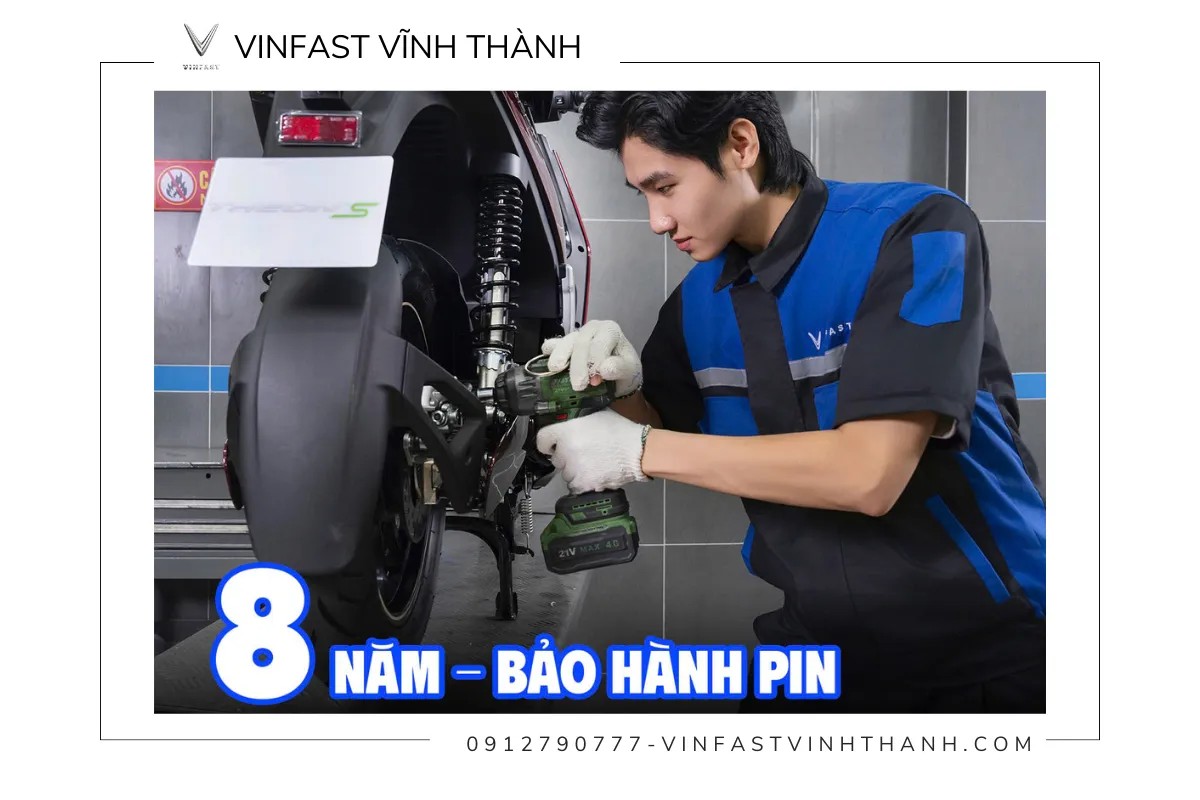 Pin xe máy điện VinFast được bảo hành 8 năm