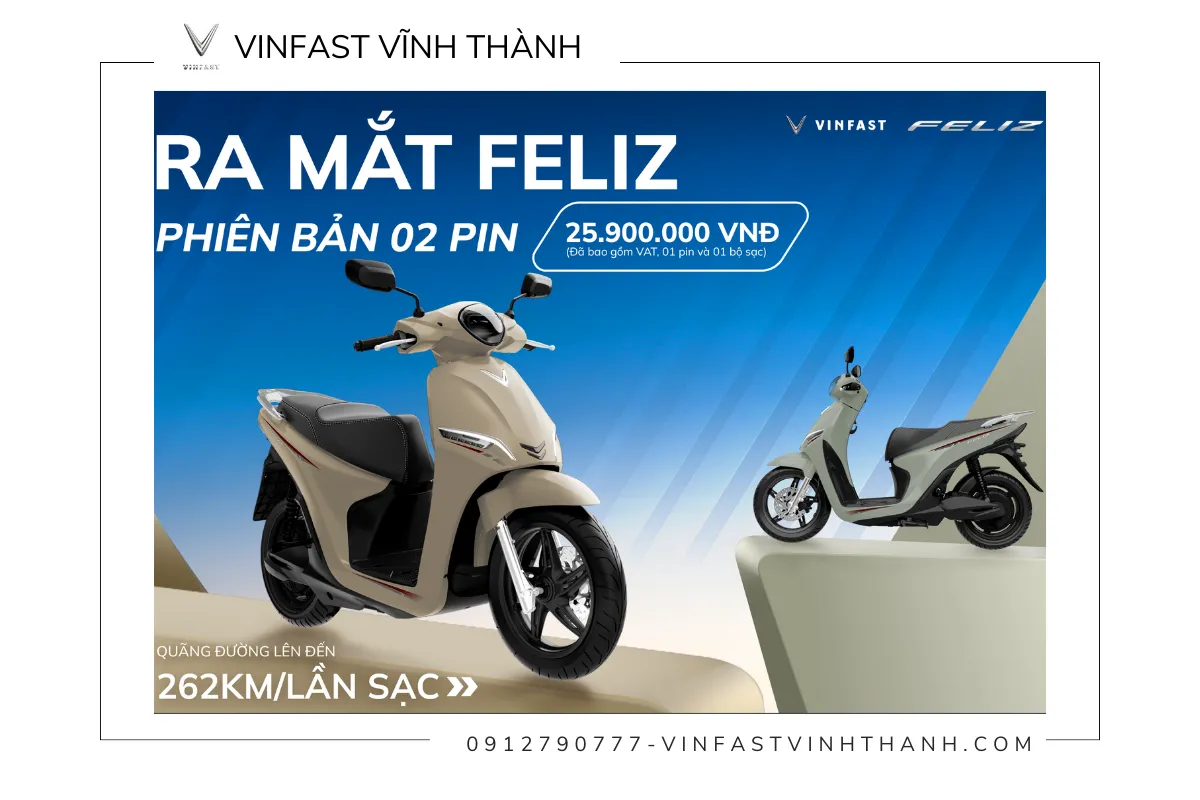VinFast chính thức ra mắt xe máy điện Feliz phiên bản 2 pin