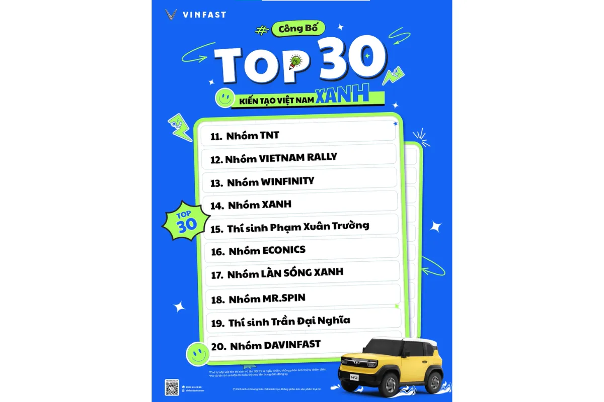 Top 30 “Kiến Tạo Việt Nam Xanh”