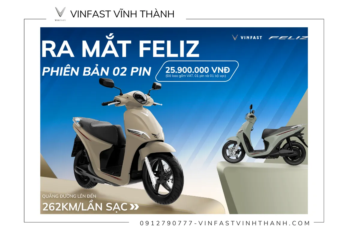 Giá bán của VinFast Feliz 2025 phiên bản 2 pin