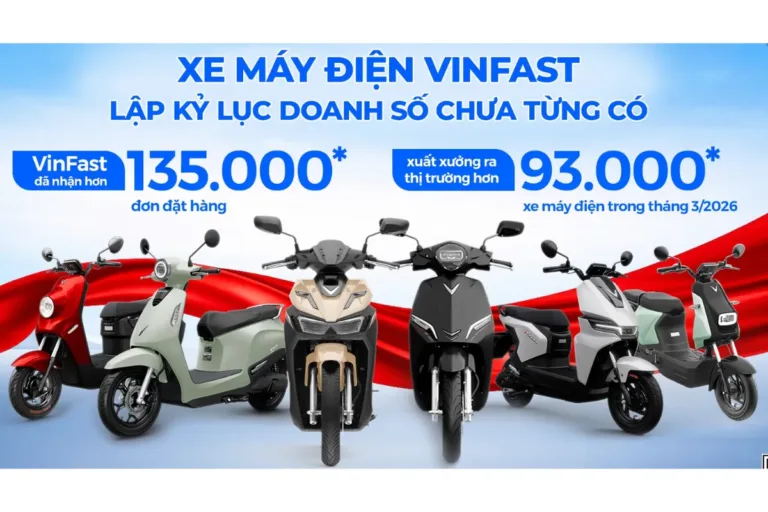 Doanh số xe máy điện VinFast chạm đỉnh chưa từng có trong tháng 3