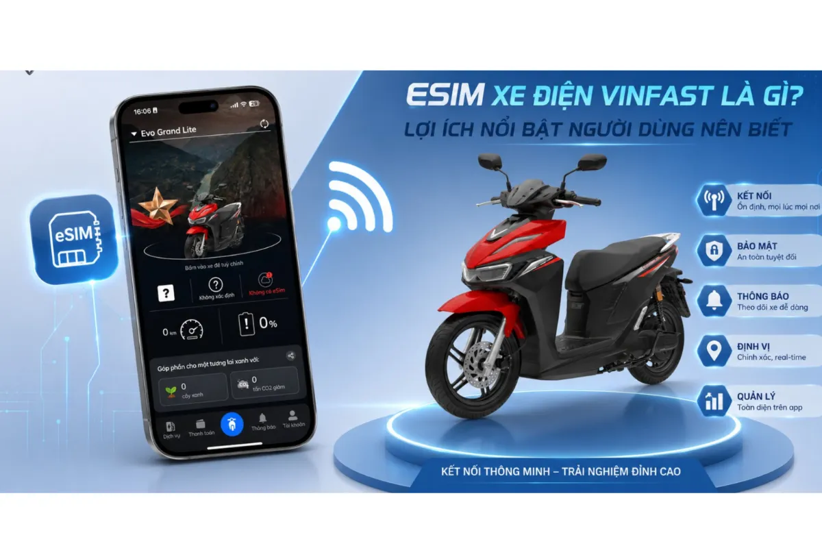eSIM trên xe máy điện VinFast là gì?
