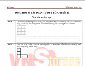 50 câu hỏi toán tư duy nâng cao lớp 3 - Phần 1