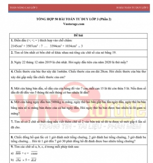 50 câu hỏi toán tư duy nâng cao lớp 3 - Phần 2