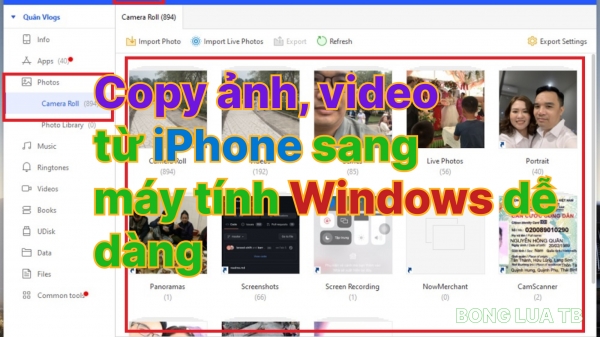 Copy ảnh, video từ iPhone sang máy tính Windows bằng 3uTool