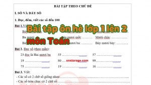 Bài tập Ôn Hè Toán Lớp 1 lên 2