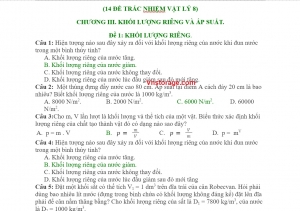 14 đề thi trắc nghiệm môn Vật Lý lớp 8 (Sách KNTT và Cuộc sống)