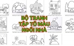 Tranh tô màu ngôi nhà cho bé mầm non và tiểu học