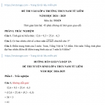 Đề Thi và Đáp Án Môn Toán Tuyển Sinh Lớp 6 Nam Từ Liêm năm học 2024-2025