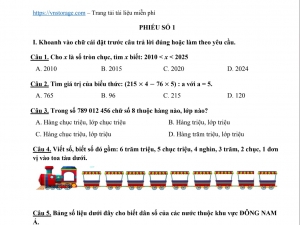 20 Phiếu bài tập ôn tết Toán Lớp 4 - Sách KNTT